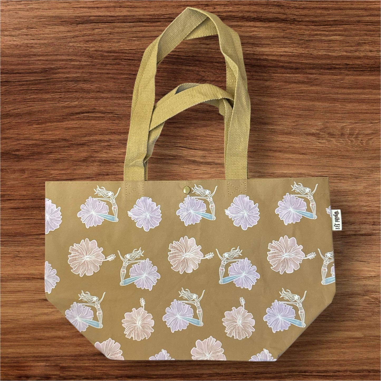 Kraft Paper Li‘i Tote- Hibiscus Surf white